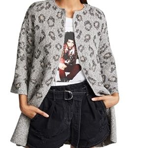 Cupcakes and Cashmere Leopard Cardigan Sweater Sm